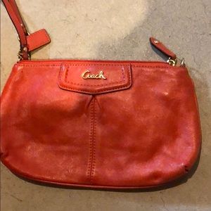 Coach wristlet leather orange